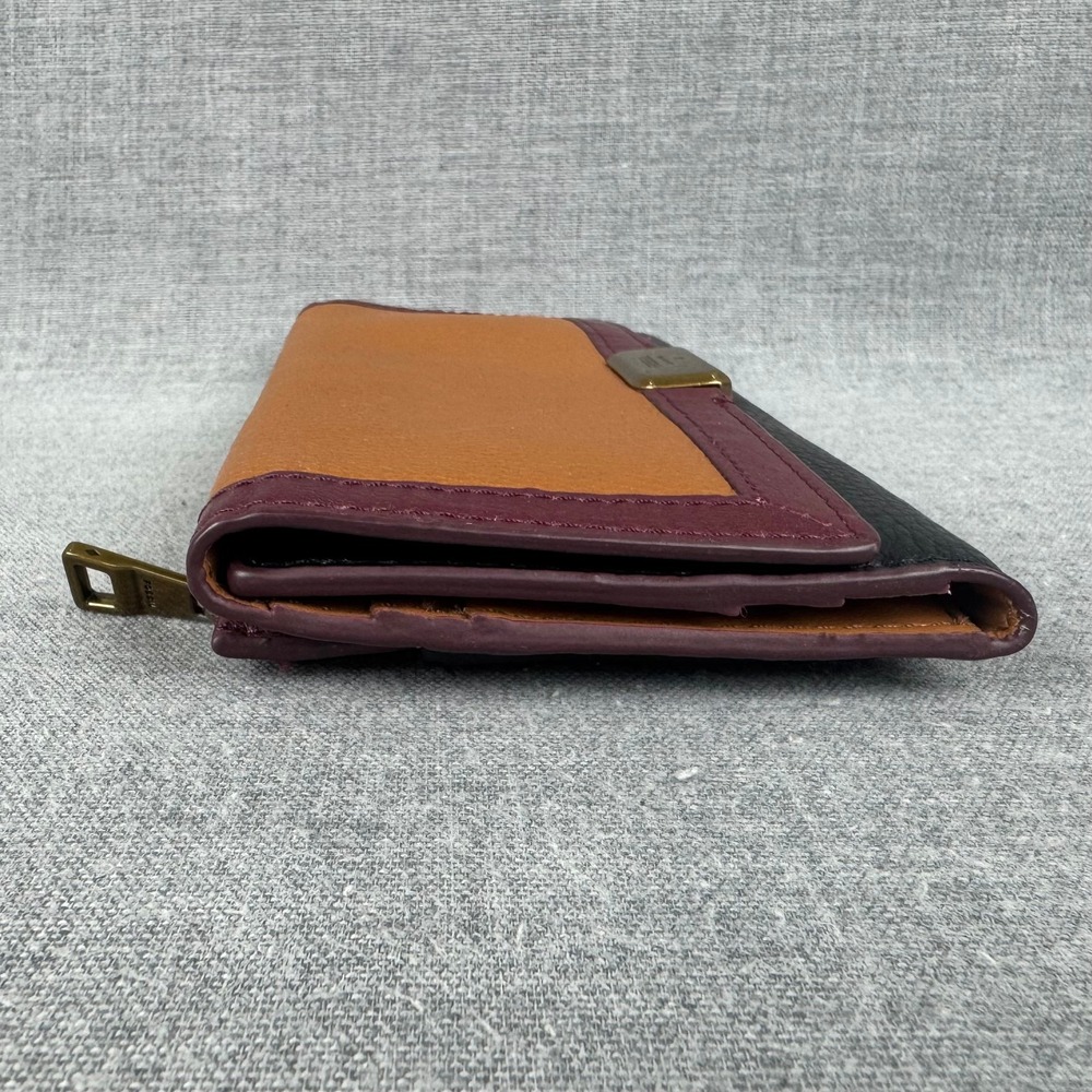 Fossil Emerson Flap Wallet Women's Leather Brown Burgundy Black - Picture 7 of 13
